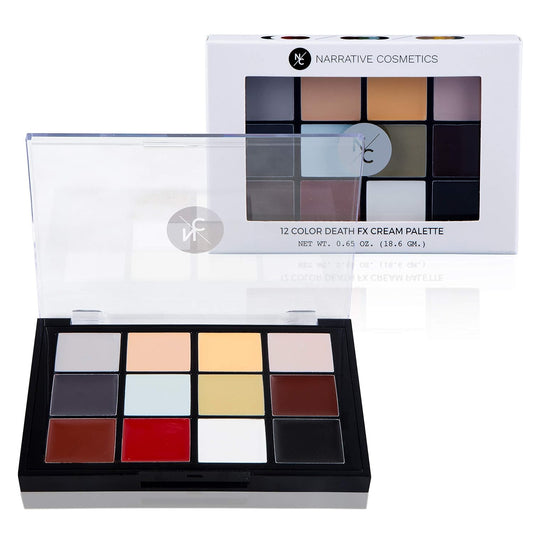 12-Color Death FX Cream Palette, Professional Quick Drying Waterproof SFX Makeup for the Stage, Film, Costumes, Cosplay, Halloween