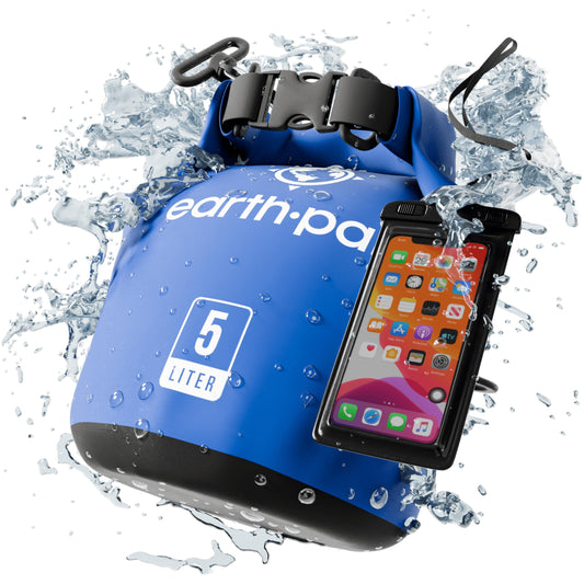 Earth Pak Waterproof Dry Bag - Roll Top Waterproof Backpack Sack Keeps Gear Dry for Kayak with Waterproof Phone Case