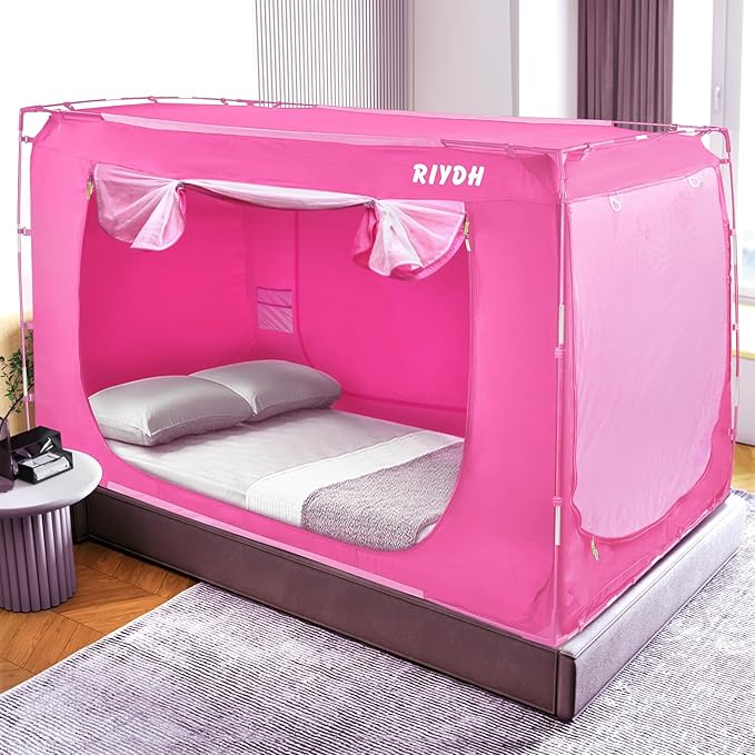Bed Tent Bed Canopy Full Size Tents for Adult and Kids- Original Design Portable Dream Tent Indoor Sleeping 80% Blackout with 3 Doors Breathable Big Space Tents