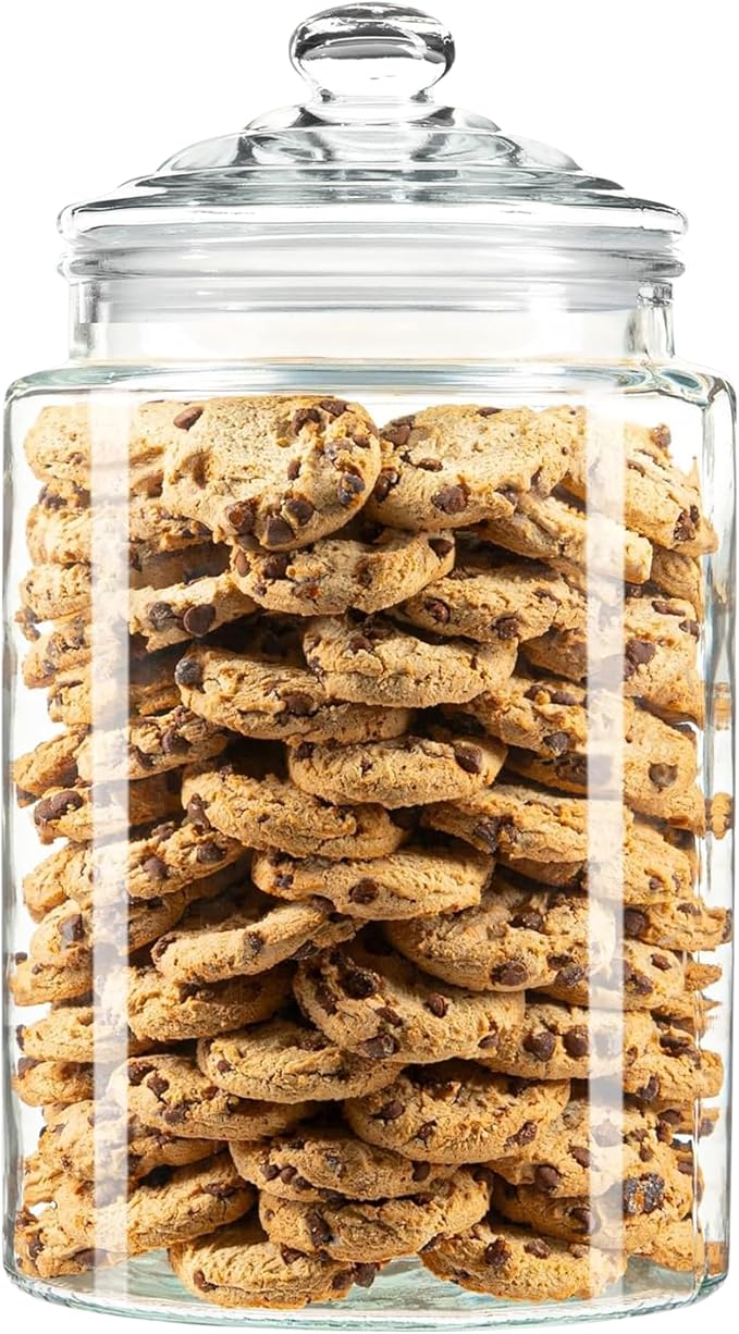 1.5 Gallon Glass Cookie Jar - Tall Food Storage Container with Airtight Lid - Large Kitchen Canister for Sugar, Flour, Dog Treat, Candy, Biscotti & Apothecary - Pack of 1