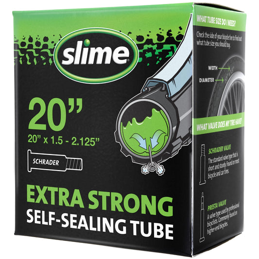 Slime 30049 Bike Inner Tube with Slime Puncture Sealant, Extra Strong, Self Sealing, Prevent and Repair, Schrader Valve, 20"x 1.50-2.125"