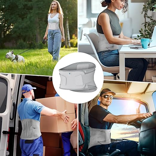 NEENCA Professional Back Brace for Herniated Disc, Lower Back Pain Relief, Lumbar Strain | Adjustable Lumbar Support Belt for Men and Women | Ideal for Work, Lifting, Posture Correction, Sciatica, Scoliosis (Gray, X-Large)