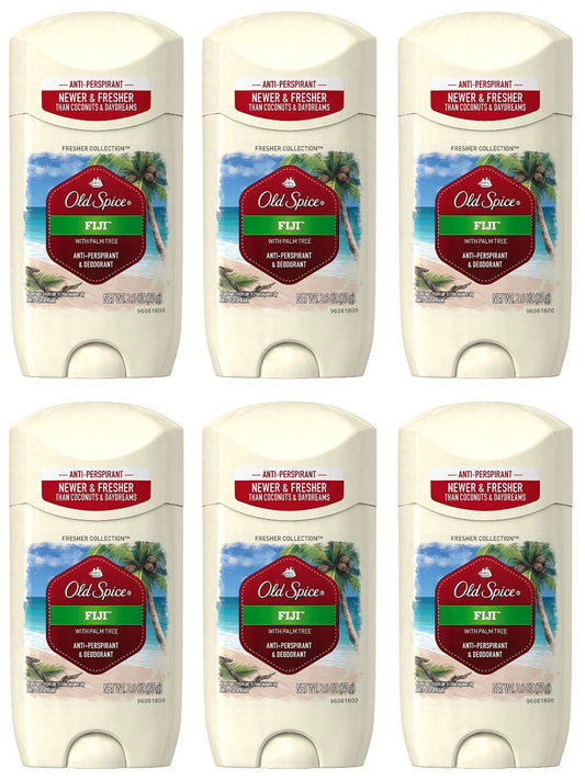 Old Spice Antiperspirant and Deodorant for Men Fiji with Palm Tree Scent 2.6 Oz (Pack of 6)