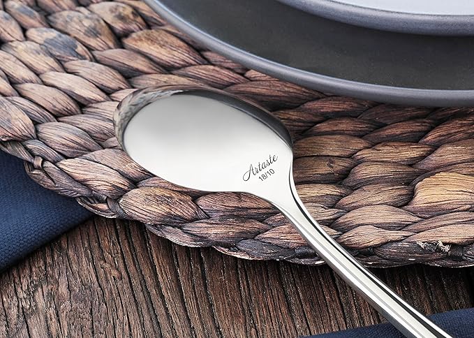 Artaste Rain II Forged 18/10 Stainless Steel (Silver (Set of 12), Dinner Spoon (8-Inch))