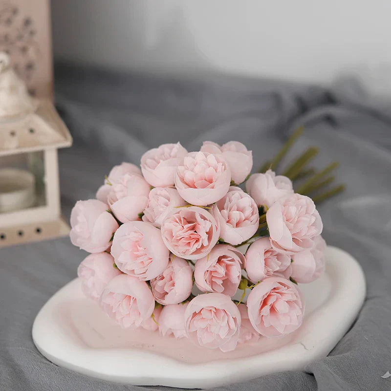 27 Heads Pink Roses Peony Bouquet