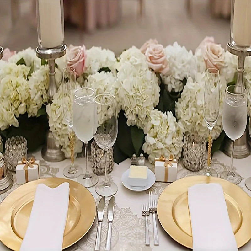 10PCS Silk Hydrangea Heads with Stems