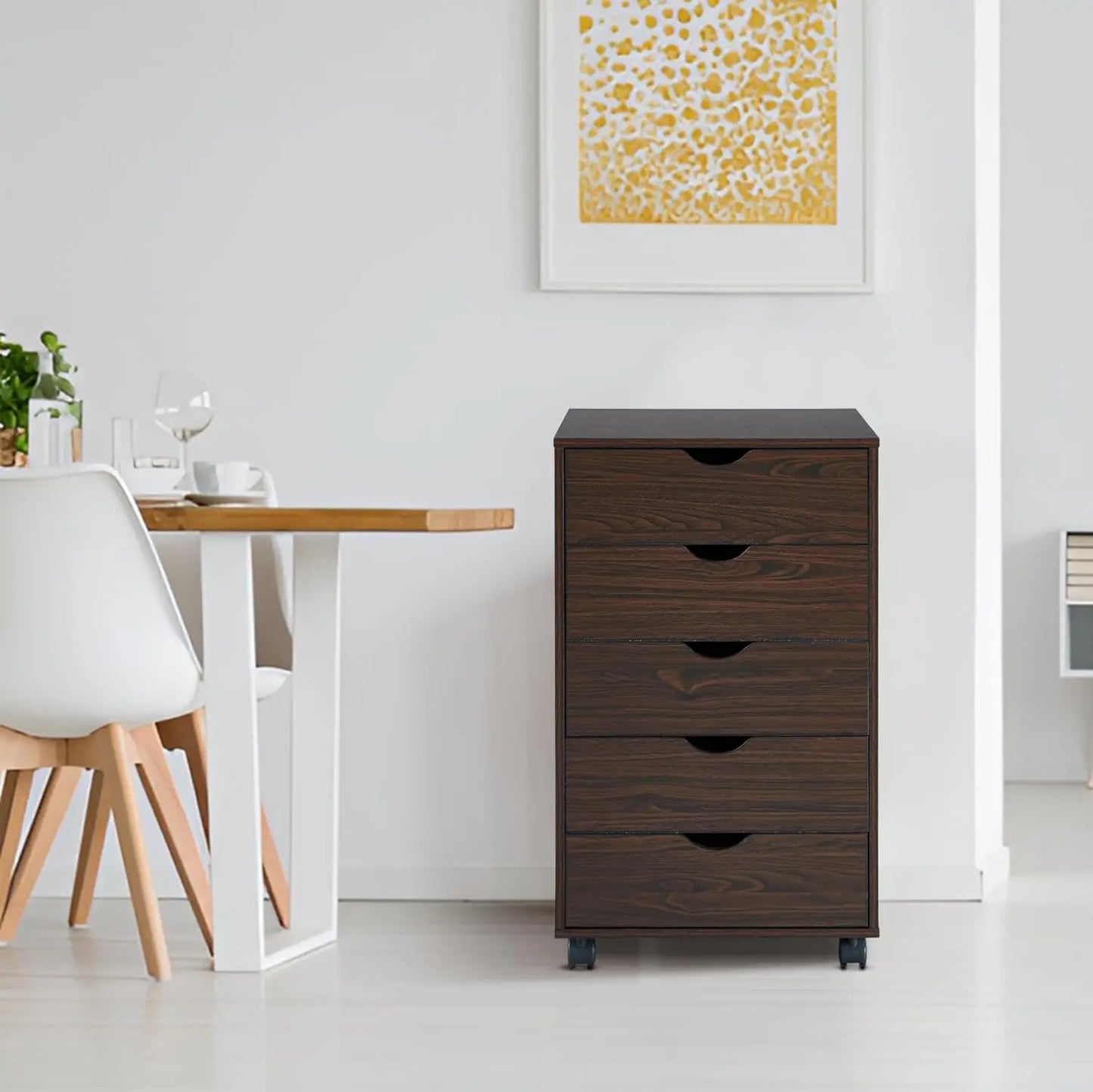 5-Drawer Tall Dresser with Wheels