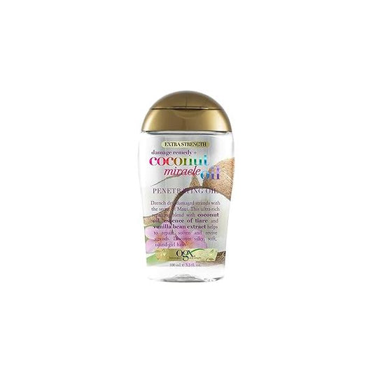 OGX Extra Strength Damage Remedy + Coconut Miracle Oil Penetrating Hair Treatment, Hydrating Anti-Frizz for Coarse, Dry Hair, Paraben-Free, Sulfated-Surfactants Free, 3.3 Fl Oz
