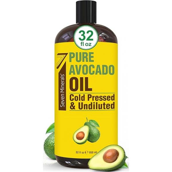 NEW Cold Pressed Avocado Oil For Hair, Skin, & Face - Big 32oz Premium Grade Hexane Free, 100% Pure, GMO Non-Greasy Carrier for Natural Hair and Skincare Great with Essential Oils