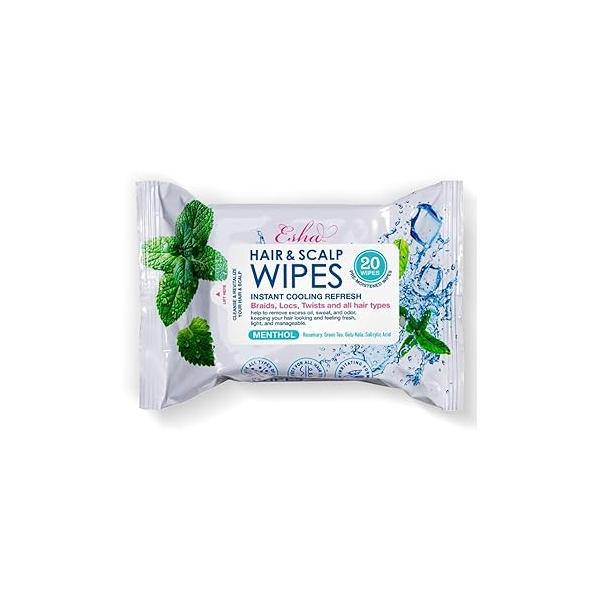 ESHA Hair & Scalp Wipes: Instant Cooling Refresh for Braids, Locs, Twists All Types - Stay Cool, Stylish, and Confident