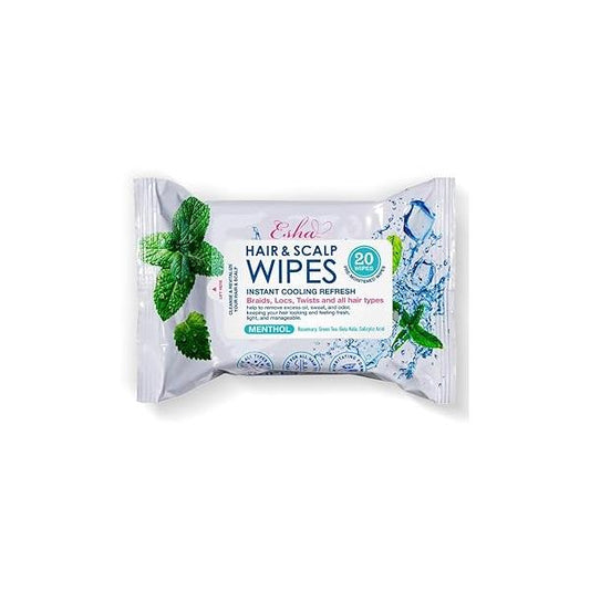 ESHA Hair & Scalp Wipes: Instant Cooling Refresh for Braids, Locs, Twists All Types - Stay Cool, Stylish, and Confident