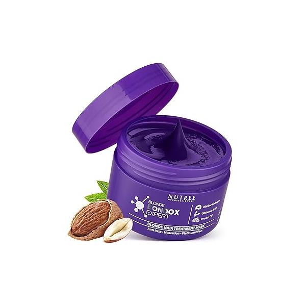 Nutree Professional HAIR MASK FOR DAMAGED BLONDE BONDOX TREATMENT 2.82 oz Thermal Activated Mask for Dry Frizzy Hair | Formaldehyde Free Results up to 1-3 months Almond Oil Repair