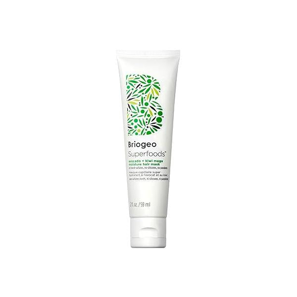 Briogeo Superfoods Avocado + Kiwi Mega Moisture Mask, Protein-Free, Deep Hydration, Enhance Shine, Moisturizing Mask for Dry Hair, Lock In Moisture, Vegan, Cruelty-Free