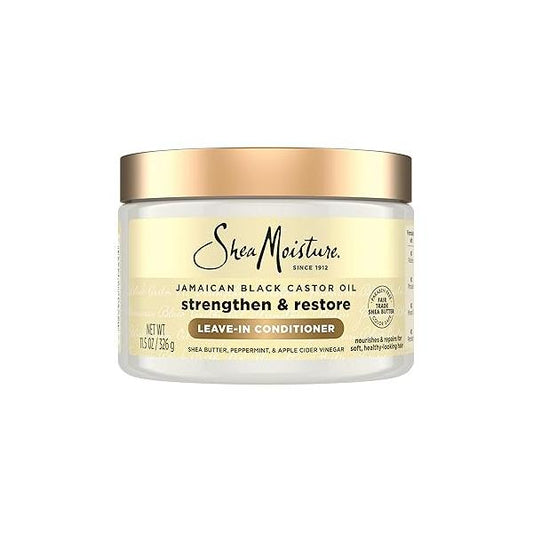 SheaMoisture 100% Pure Jamaican Black Castor Oil Leave In Conditioner For Damaged Hair and To Soften Detangle 11.5oz