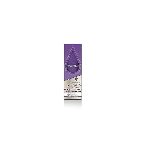 Schwarzkopf Keratin Blonde Anti Brass Purple Mask, 1 Application - Hair Dye Treatment Neutralizes Brassiness and Yellow Undertones, Mask Strengthens Hair, Making it 3x Stronger